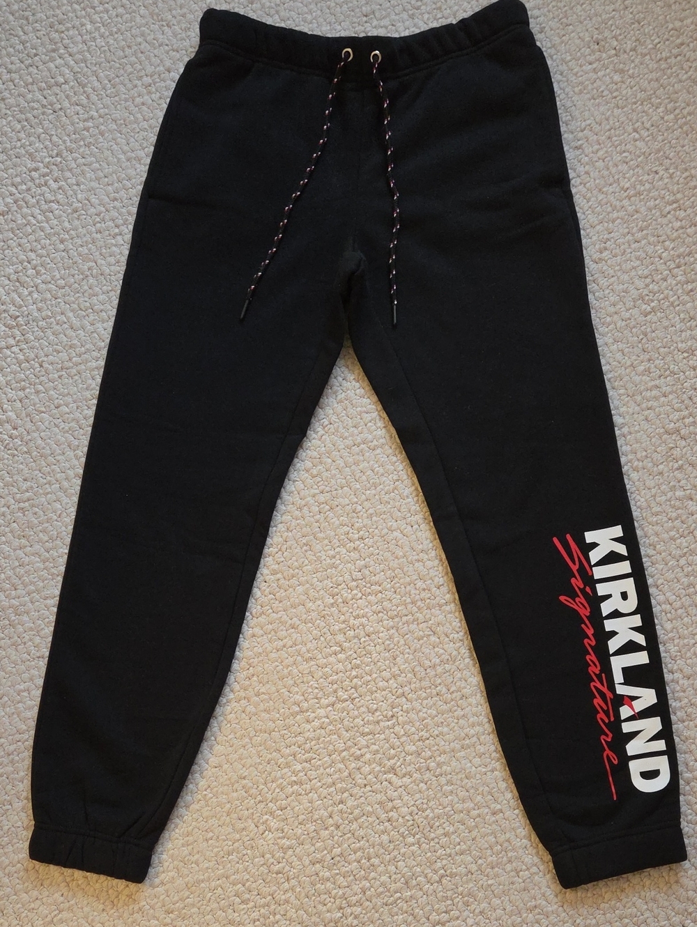 Kirkland Signature Black Jogger Sweatpants with Red Logo